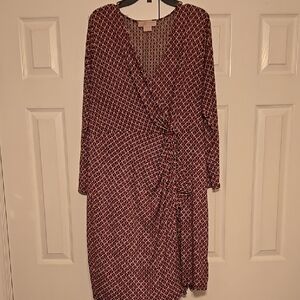 Elegant Red Patterned Women's Dress
